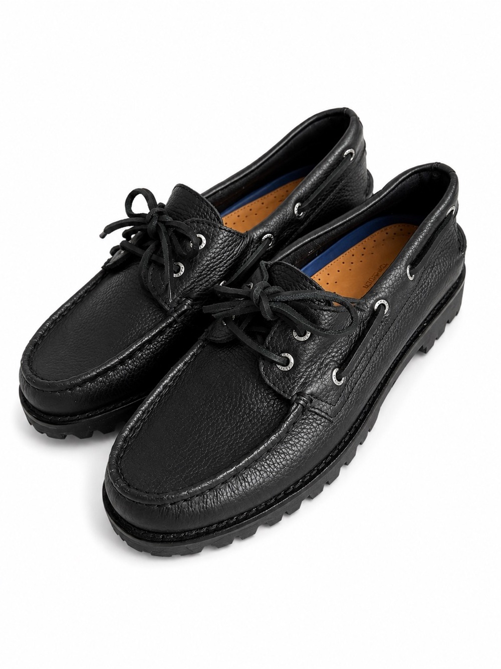 Sperry Top-Sider Men's Black Leather Lug Sole Boat Shoes Size 9